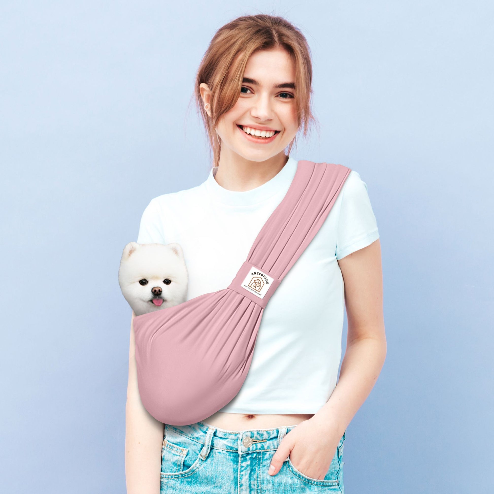 Anccoplus Convertible dog carrier sling pink