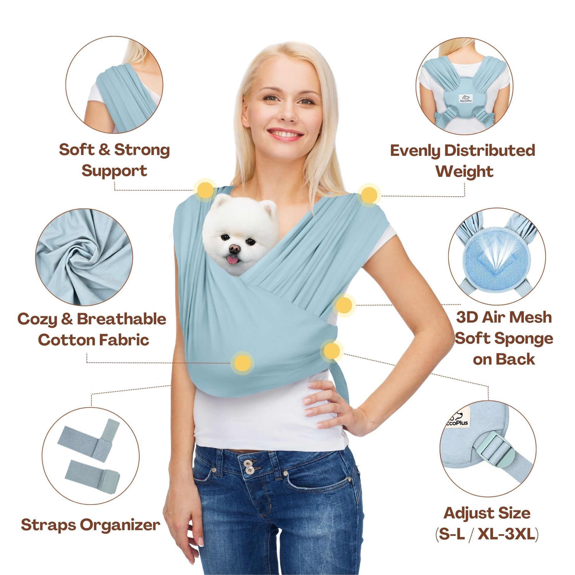 Anccoplus Adjustable Dog Carrier Sling