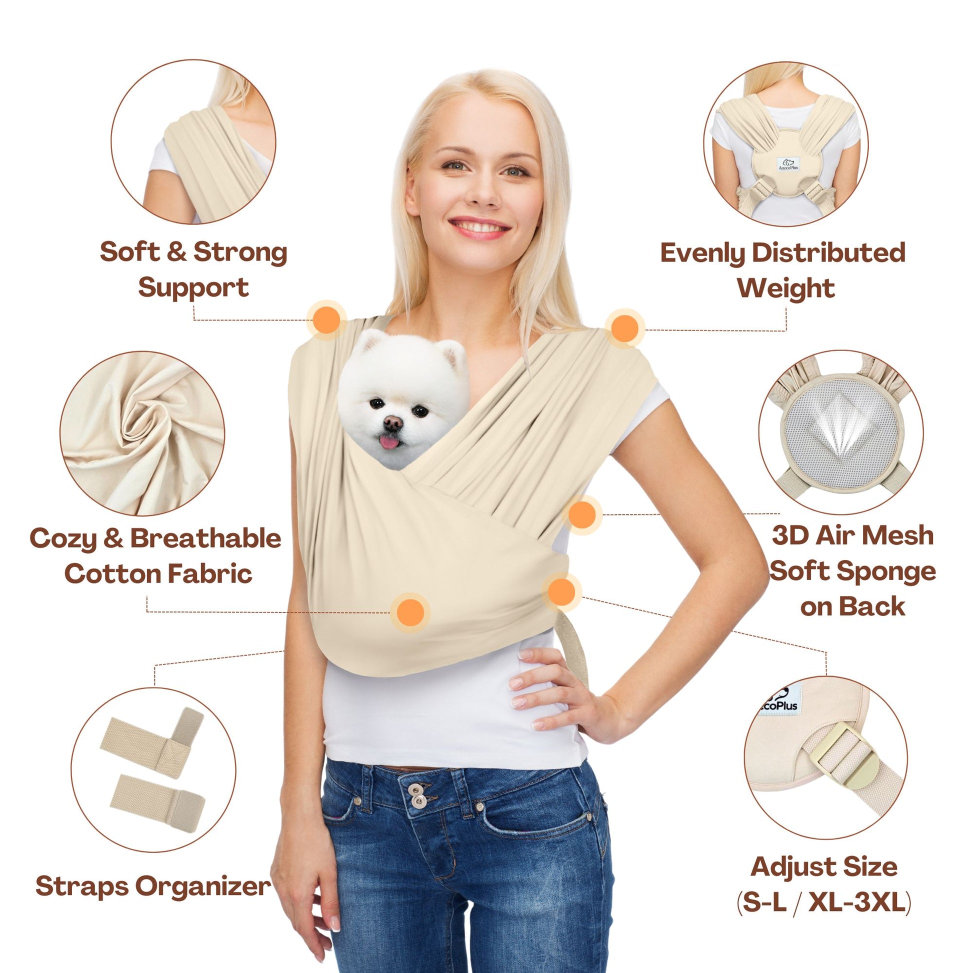 Anccoplus Adjustable Dog Carrier Sling