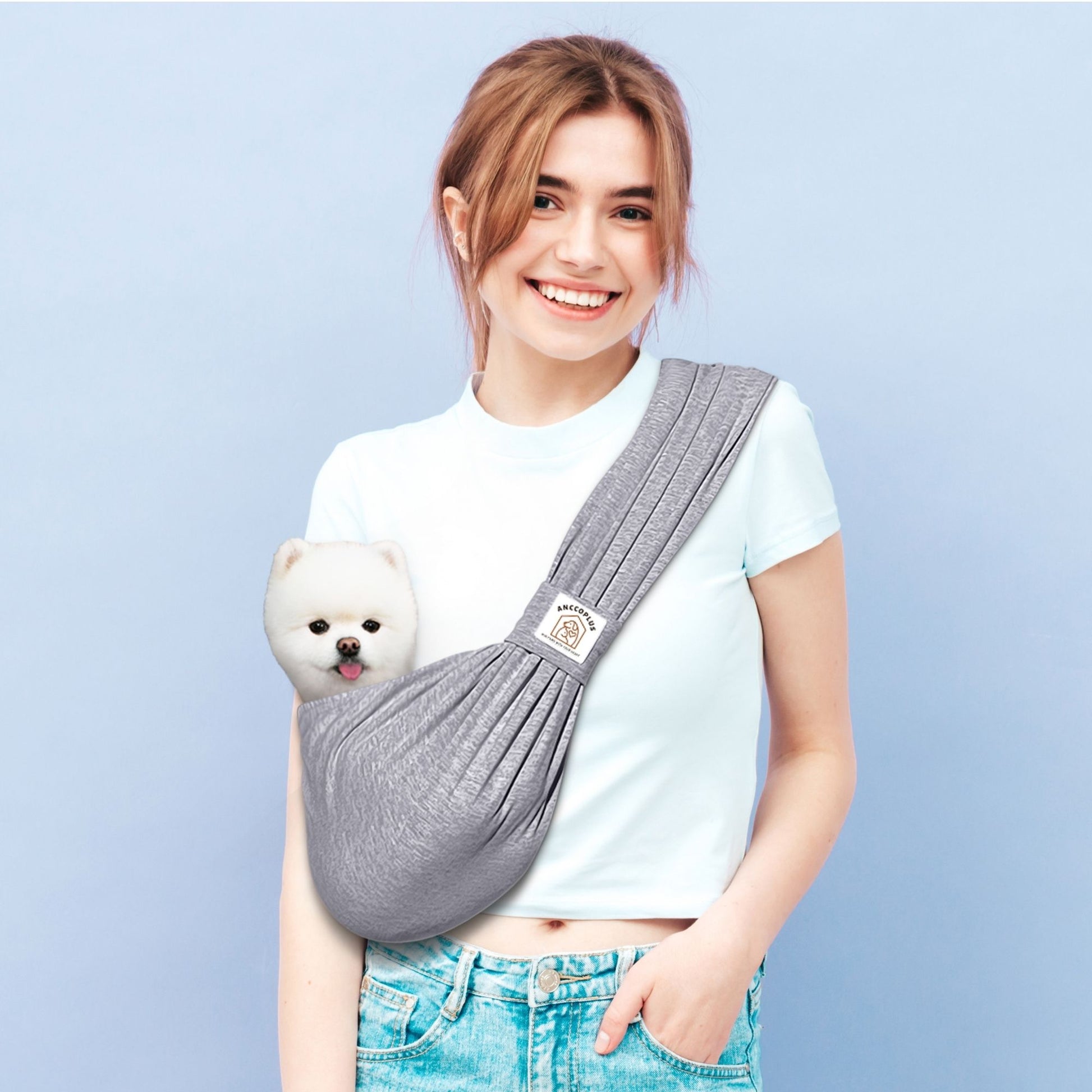 Anccoplus Convertible dog carrier sling grey