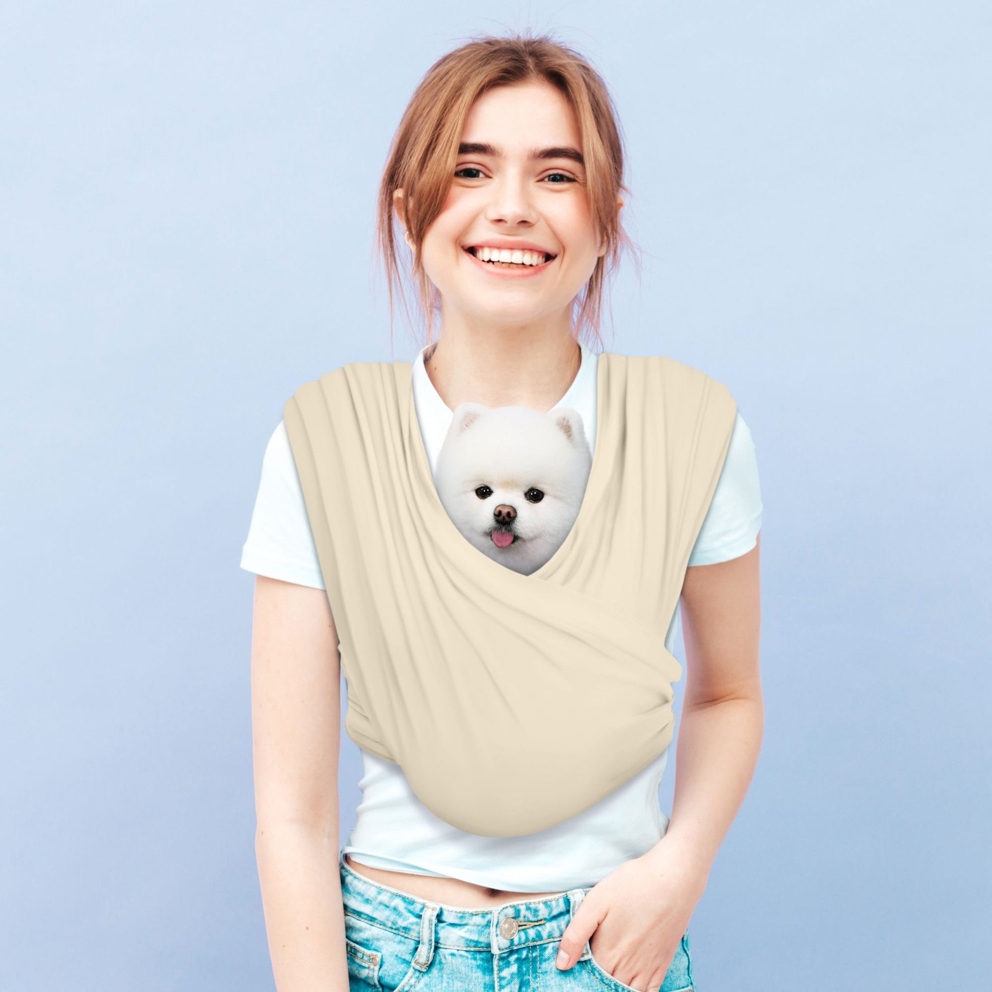 Anccoplus Convertible dog carrier sling beige