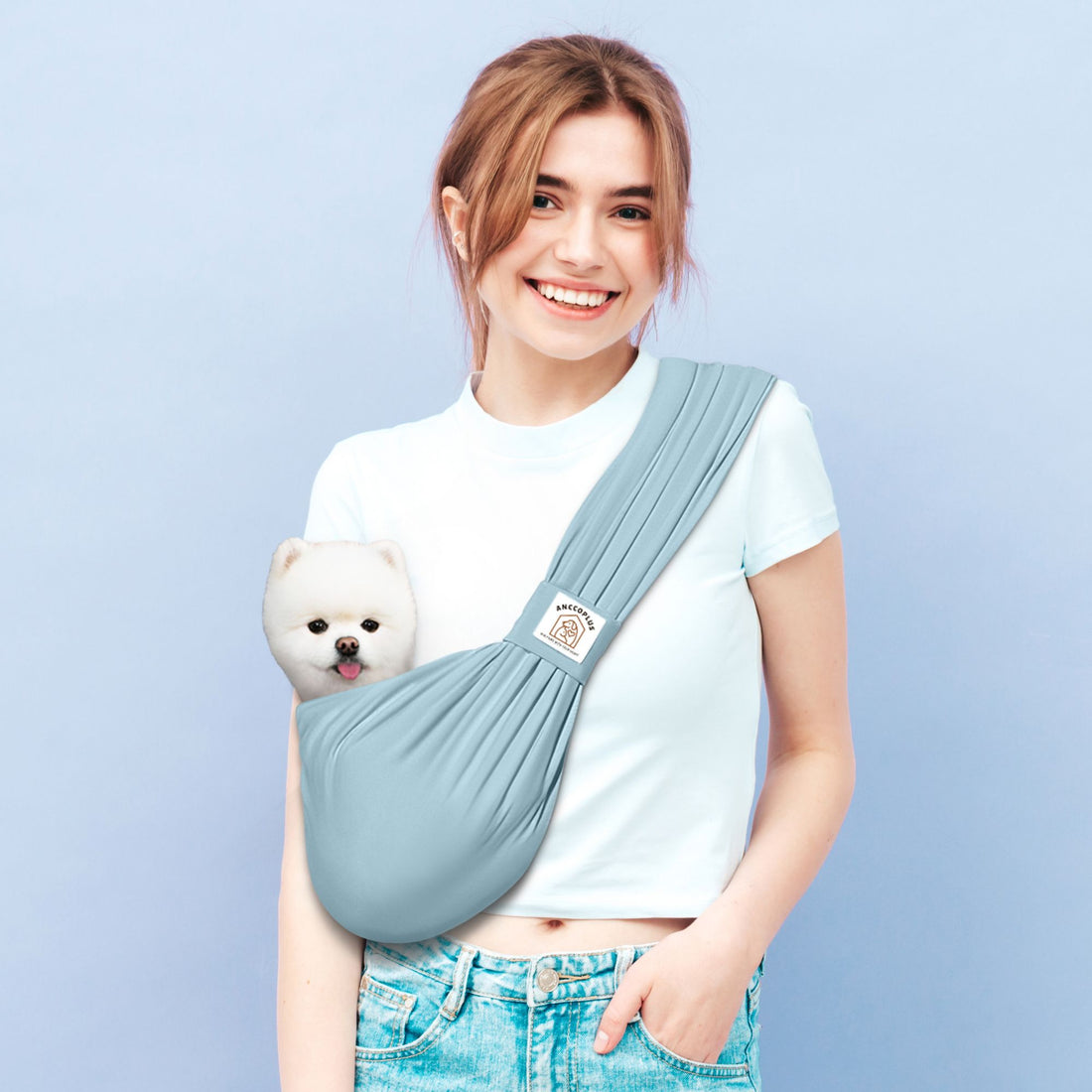 Anccoplus Convertible dog carrier sling blue